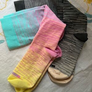 Pink and Yellow Compression Socks with Gradient Design